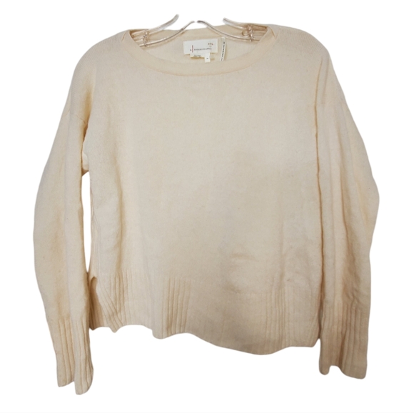Anthropologie the cashmere collection soft crew sweater xs ivory cream 032 - Picture 2 of 10
